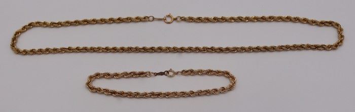 JEWELRY kt Gold Rope Twist Necklace Bracelet