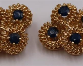 JEWELRY Pair of kt Gold and Sapphire Ear Clips