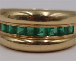 JEWELRY Signed kt Gold and Emerald Ring