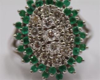 JEWELRY Signed kt Gold Emerald and Diamond