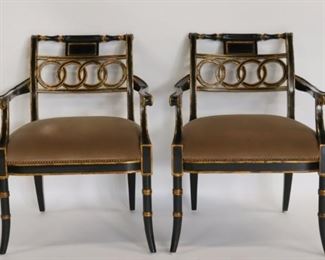 Maitland Smith Pair Of Regency Style Ebonised