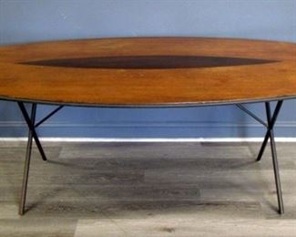 Midcentury Oval Table with Metal Legs