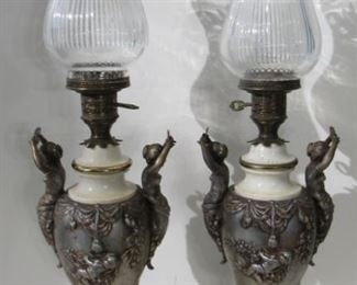 Pair Of Fine Quality Antique Silvered Metal