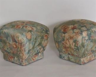 Pair Of Vintage Upholstered Ottomans