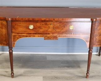 Regency Mahogany Inlaid Sideboard With Fluted