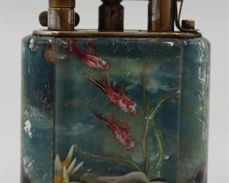 Small Dunhill Lucite Aquarium Lighter with Fish