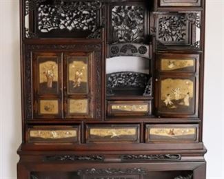 th C Japanese Cabinet with Shibayama Lacquer