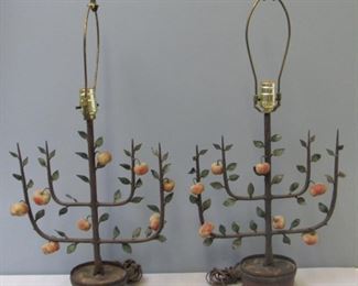 Vintage Tole And Metal Tree Form lamp 