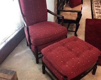 Antique chair and ottoman