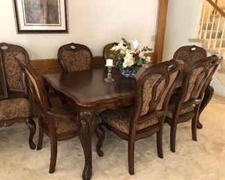 French country dining table with 8 chairs
