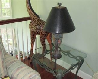 Large Giraffe & Glass & Iron Tables