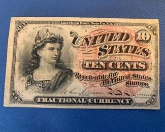 1863 fractional currency note.