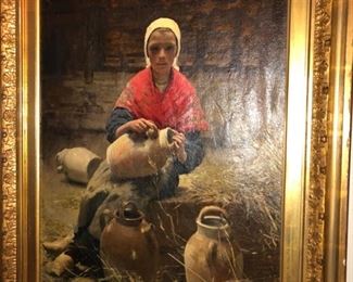 Antique Oil on Canvas by Edward E. Simmons