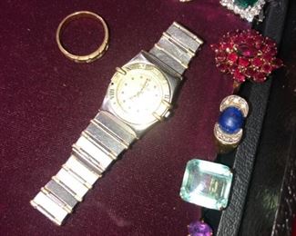 Precious stone rings in Silver & Gold & An Omega watch