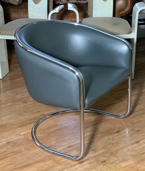 1 Club Tub Chrome & Vinyl  80's Chair Joan Burgasser/Anton Lorenz for Thonet