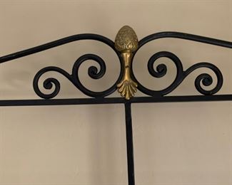 Heavy Scroll Iron French Bakers Rack Shelf w/ Brass Accents	87x45x18in D	HxWxD