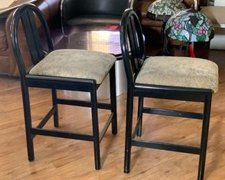 2 1980s Modern Counter Hight Chairs Bar Stools PAIR	36in H x 25in W x20in D seat Height : 24in