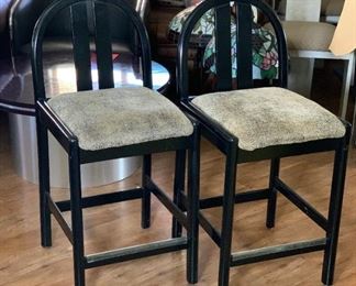 2 1980s Modern Counter Hight Chairs Bar Stools PAIR	36in H x 25in W x20in D seat Height : 24in