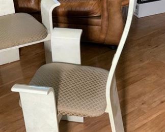 TWO 1980s Modern High Back Faux Marble Chair	45x26x26in HxWxD