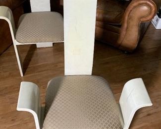 TWO 1980s Modern High Back Faux Marble Chair	45x26x26in HxWxD