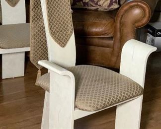 TWO 1980s Modern High Back Faux Marble Chair	45x26x26in HxWxD