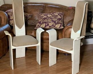 TWO 1980s Modern High Back Faux Marble Chair	45x26x26in HxWxD