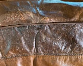 Rustic Tooled Leather Nailhead Sofa loveseat	39x67x42in	HxWxD