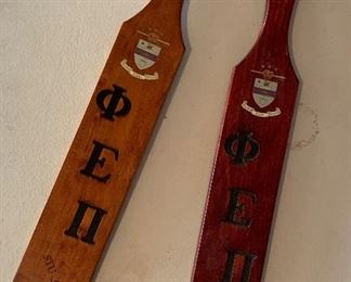 2pc Ohio University Fraternity Paddle Alpha RHO Chapter 1960	20.75in L x 3.5in W	
