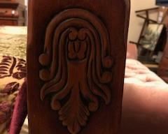 Queen bed carved detail