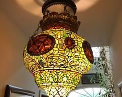 Tiffany Style Pendant Chandelier, large.                              38"L x 18"D/W at widest area $425.00
