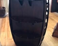 360 degree Cut Barrel Wine Bar with Stemware holders. Oak and leather. $300.00