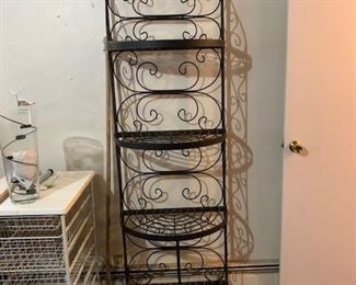 iron and glass bakers rack