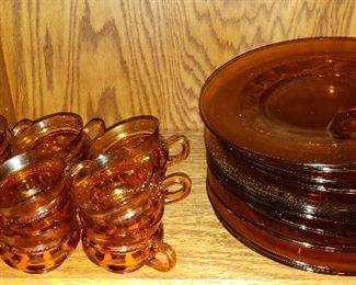 24 piece amber glass luncheon dishes