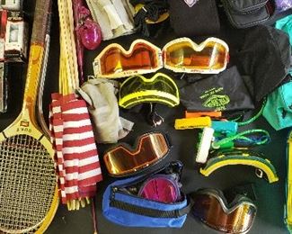 Rackets, goggles etc.