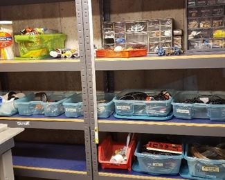 Heavy duty metal shelf units, fasteners etc.