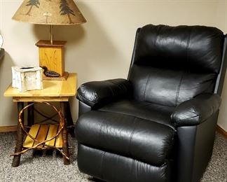 The other recliner, rustic end table etc.