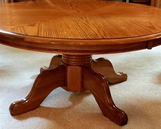 Round oak pedestal coffee table