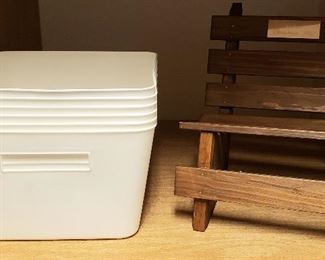 Plastic bins & miniature bench
