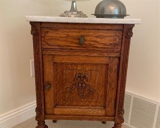 Early 1900's European Marble Top Nightstand 