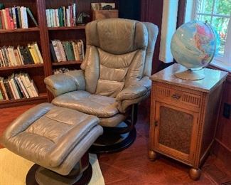 Leather Recliner with Ottoman 