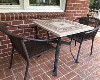 Tile top table with 3 chairs