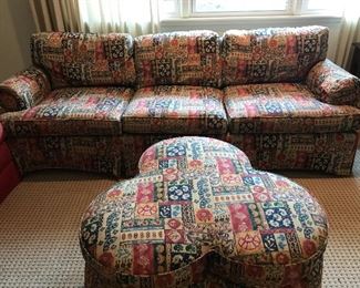 Patchwork sofa and clover ottoman from Edward Springs Interiors