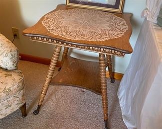 ANTIQUE CLAW & GLASS BALL PARLOR TABLE