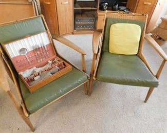 Nemschoff Chair Pair, damage to top of woven wicker. "peabody collection" 