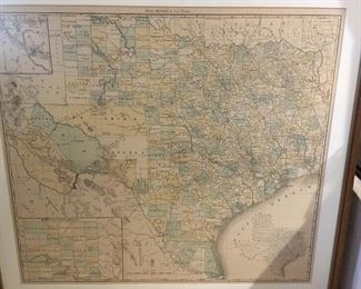 vintage 19th C map of Texas