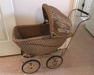 vintage wicker child's toy pram