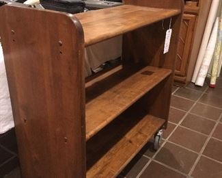 wooden book cart