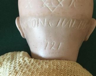 detail of bisque doll's head