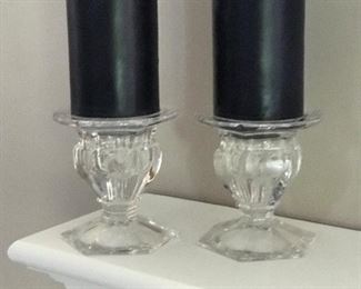 Pair of glass candleholders