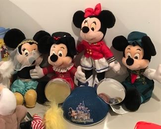 Mickey & Minnie stuffed dolls; vintage mickey mouse hat